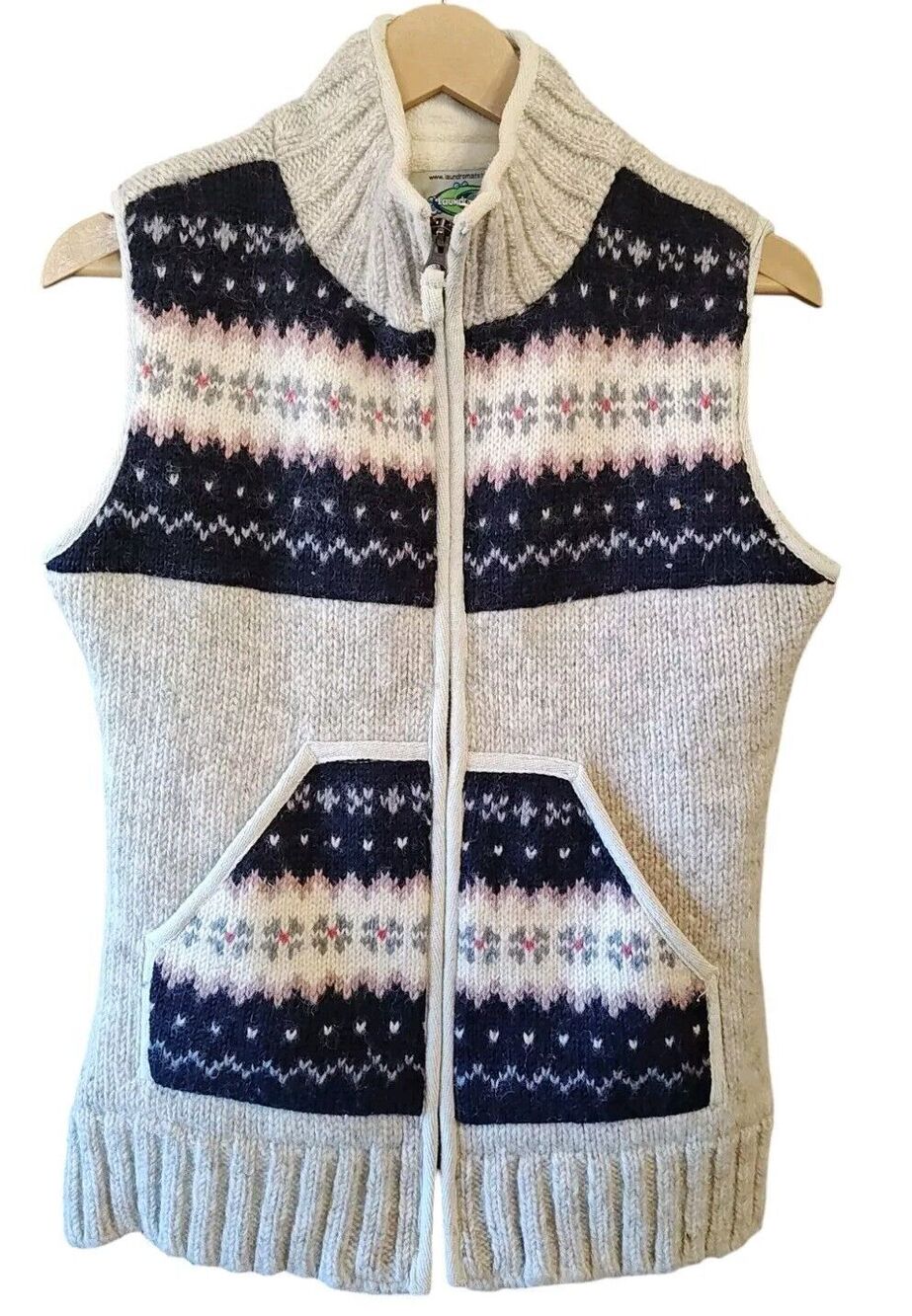 Laundromat Wool Nordic Hand Knit Lined Sweater Vest Medium Fair Isle Fishing
